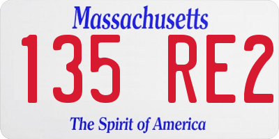 MA license plate 135RE2