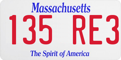 MA license plate 135RE3