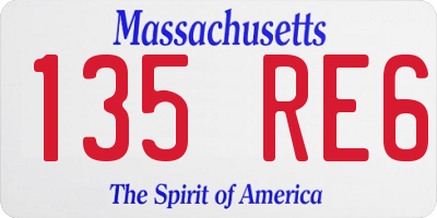 MA license plate 135RE6