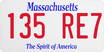 MA license plate 135RE7