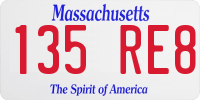 MA license plate 135RE8