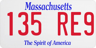 MA license plate 135RE9