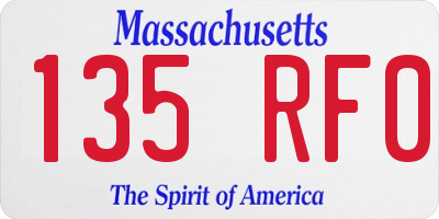 MA license plate 135RF0