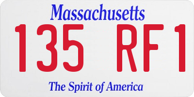 MA license plate 135RF1