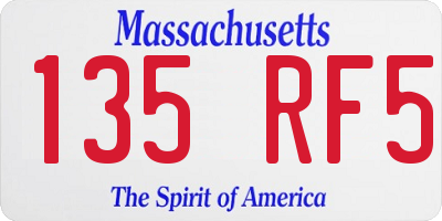 MA license plate 135RF5