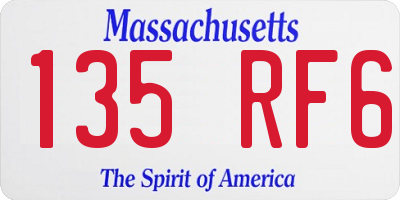 MA license plate 135RF6