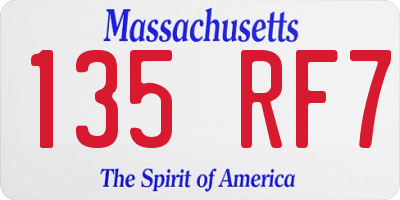 MA license plate 135RF7