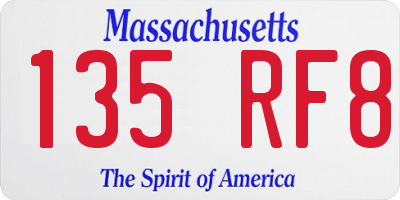 MA license plate 135RF8