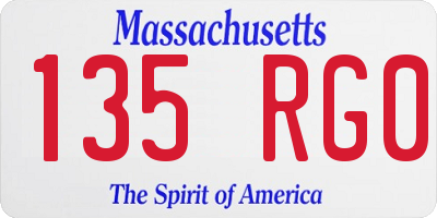 MA license plate 135RG0