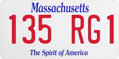 MA license plate 135RG1