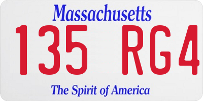 MA license plate 135RG4