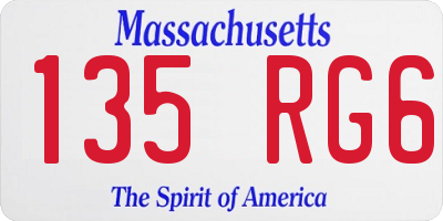 MA license plate 135RG6
