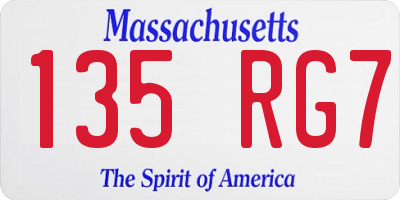 MA license plate 135RG7