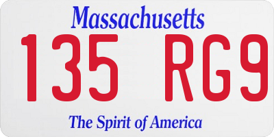 MA license plate 135RG9