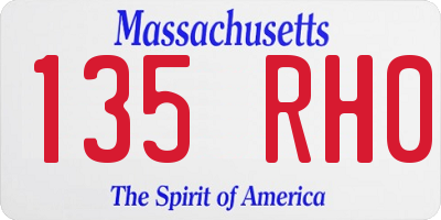 MA license plate 135RH0