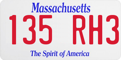MA license plate 135RH3