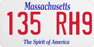 MA license plate 135RH9