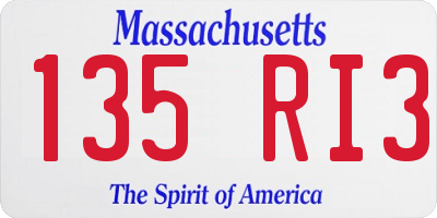 MA license plate 135RI3