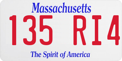 MA license plate 135RI4