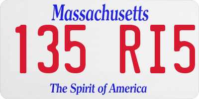 MA license plate 135RI5