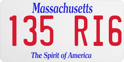 MA license plate 135RI6
