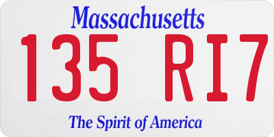 MA license plate 135RI7