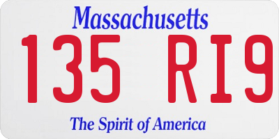 MA license plate 135RI9