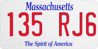 MA license plate 135RJ6