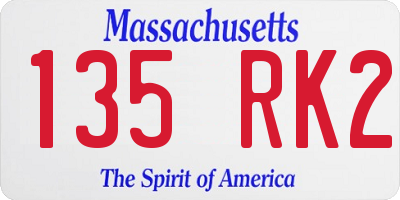 MA license plate 135RK2