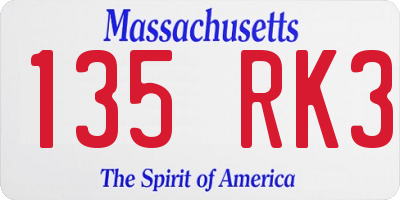 MA license plate 135RK3