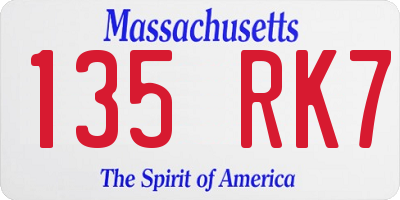 MA license plate 135RK7