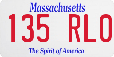 MA license plate 135RL0