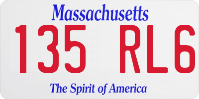MA license plate 135RL6