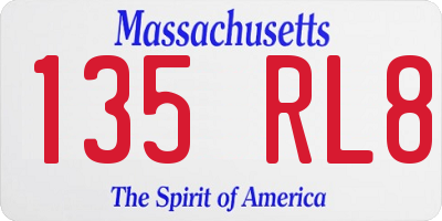 MA license plate 135RL8