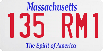MA license plate 135RM1