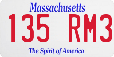 MA license plate 135RM3