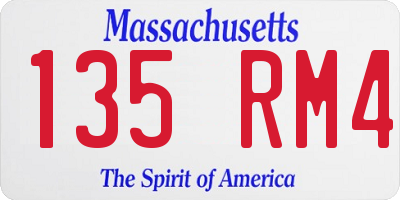 MA license plate 135RM4
