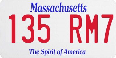 MA license plate 135RM7