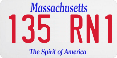 MA license plate 135RN1