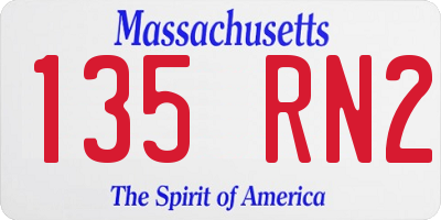 MA license plate 135RN2