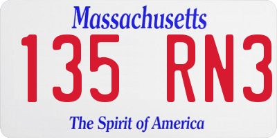 MA license plate 135RN3