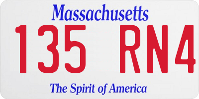MA license plate 135RN4