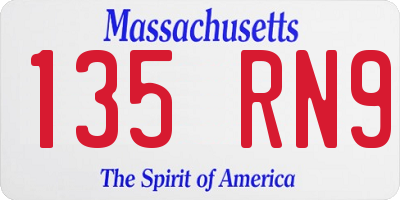 MA license plate 135RN9