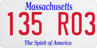 MA license plate 135RO3