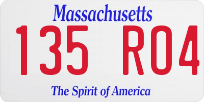 MA license plate 135RO4
