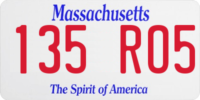 MA license plate 135RO5