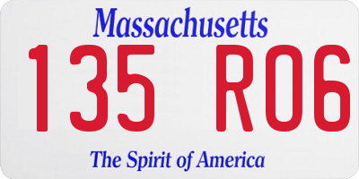 MA license plate 135RO6