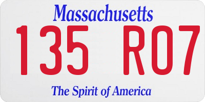 MA license plate 135RO7