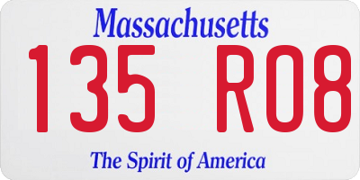 MA license plate 135RO8