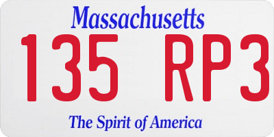 MA license plate 135RP3
